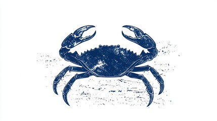 Stylized blue crab illustration on white background.