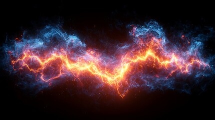 Fototapeta premium Abstract fiery energy flow, digital art, dark background, visual effect, ideal for design