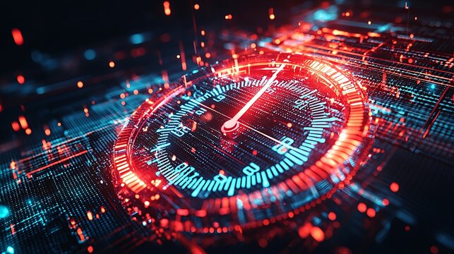 Abstract digital speedometer, futuristic display - Powered by Adobe