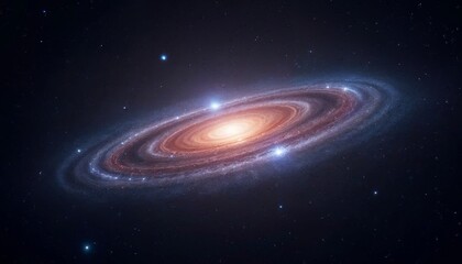 Fototapeta premium A spiral galaxy with a bright central core and swirling arms against a dark starry background