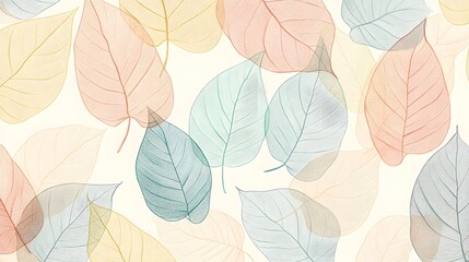 Obraz premium Delicate Skeleton Leaves Pastel Hues Natural Art