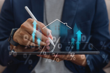 real estate investment concept energy efficiency rating and property value, Real estate online on...