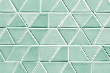 Fototapeta premium Pale Green Triangular Tile Wall Pattern