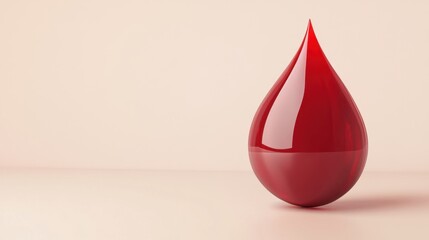 Fototapeta premium A Single Drop of Blood: 3D Render of a Crimson Blood Drop on a Soft Pink Background, Health and Medical Concept