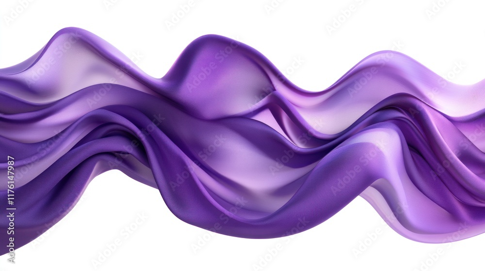 Poster soft flowing fabric waves in shades of purple creating a beautiful abstract background for design an