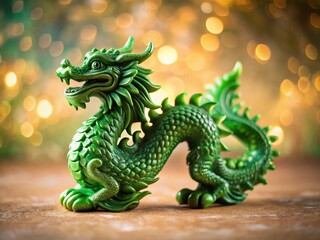 Fototapeta premium 2024 Green Wooden Dragon Symbol - Chinese Zodiac Year of the Dragon Stock Photo