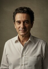 Obraz premium Professional portrait of confident middle-aged man in white shirt