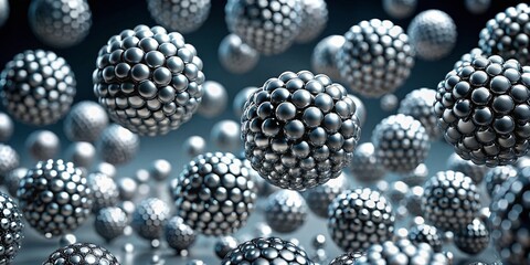 Abstract 3D Rendering: Chaotic Grey Buckyballs