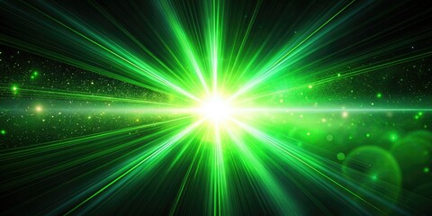 Obraz premium Abstract Green Light Flare Background, Bright Energy Burst, Glowing Green Light Effect, Digital Art, Green Light Design