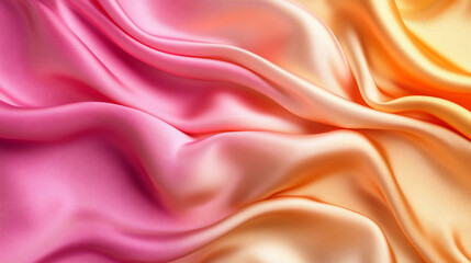 Obraz premium Abstract pink, orange, yellow silk fabric texture.
