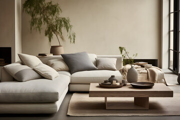 H&M Home Collection - Chic Minimalist Living Room Decor in Neutral Tones
