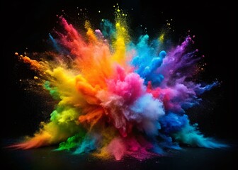 Fototapeta premium Abstract Rainbow Powder Explosion, Colorful Smoke Burst, 8K HD Wallpaper, Vibrant Paint Splash