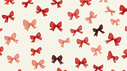 A pattern of colorful bows on a light background.