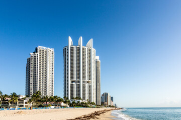 scenic view to skyscraper and beautiful beaches at Sunny Isles Beach. It is a city located in Miami County,