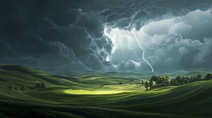 dramatic scene thundersky lightning