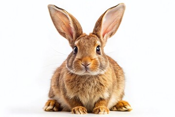 Obraz premium Adorable Brown Bunny Rabbit Sitting, Macro Photography, PNG Cutout
