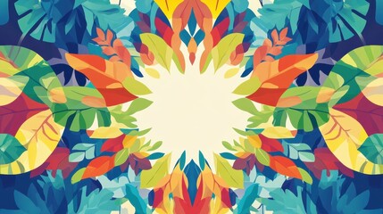 Obraz premium Colorful Tropical Leaves with White Center
