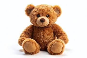 Adorable Brown Teddy Bear Sitting Isolated on White Background - Perfect for Children's Products