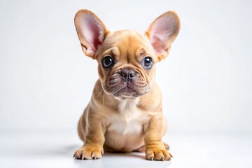 Adorable French Bulldog Puppy on White Background - Minimalist Pet Photography