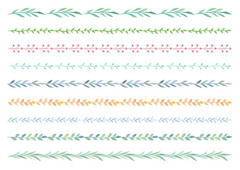 水彩の植物飾り線9点セット1