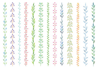 水彩の植物飾り線13点セット