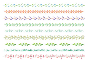 水彩の植物飾り線9点セット2