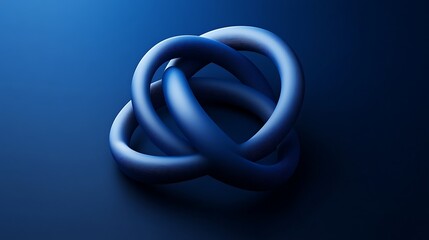 Fototapeta premium Abstract 3D interlocked rings in an artistic design against a dark blue backdrop