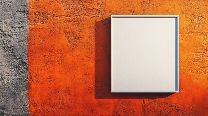 White Canvas Framed Against Orange And Gray Wall