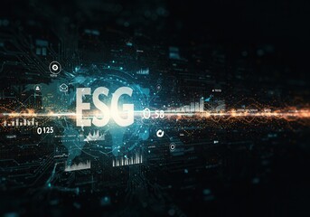 Digital esg interface highlighting global economic and technological trends