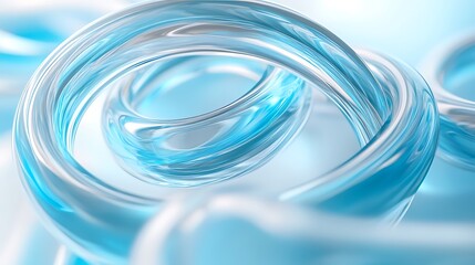 Naklejka premium Bright 3D render of interlocking rings in space with a soft blue background
