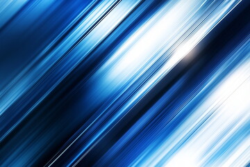 Fototapeta premium An abstract background of a metallic texture that glows with white light reflected on a dynamic blue diagonal pattern with a sense of speed.