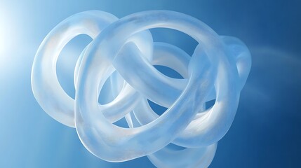 Futuristic abstract design of interconnected rings on a cool blue background