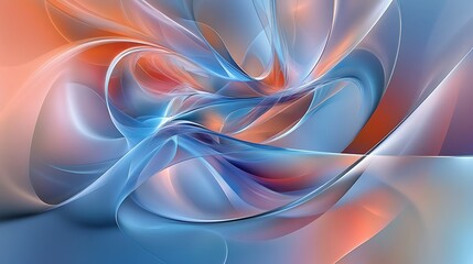 Fototapeta premium Soft blue 3D abstract design with gentle curves and a colorful gradient backdrop