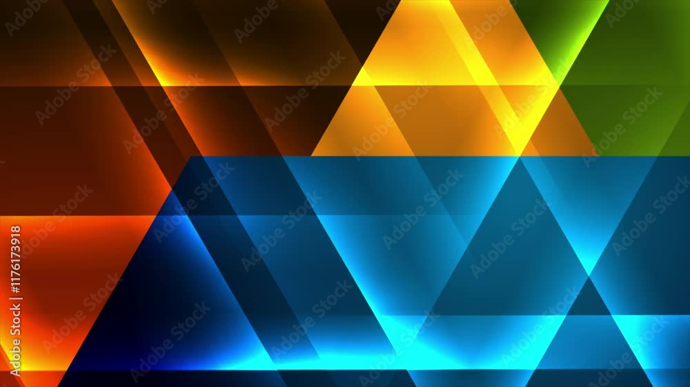 Poster Hi-tech abstract shiny futuristic background with glowing stripes. Seamless looping motion design. Video animation Ultra HD 4K 3840x2160