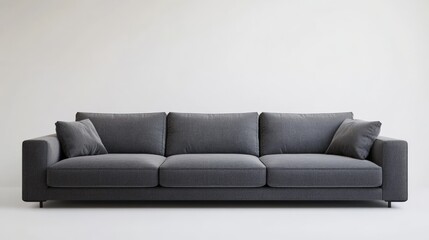 A large gray couch with three cushions