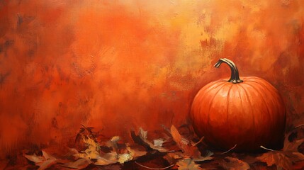 Fall pumpkin against an orange canvas providing ample space for promotional copy