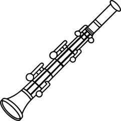 Black and White line art of an English Horn, vector illustration 