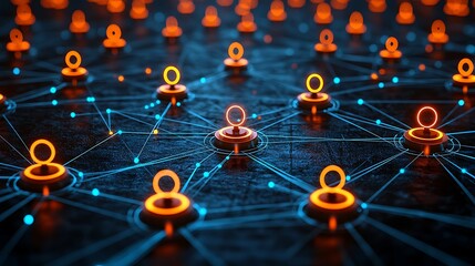 Global network connection, digital nodes, data flow, abstract background, tech illustration