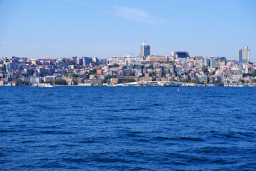 Fototapeta premium Istanbul Beyoğlu city skyline and blue Sea of Marmara