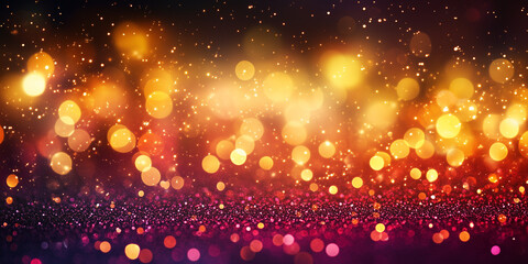 Fototapeta premium Golden Bokeh Lights and Glitter on a Dark Background