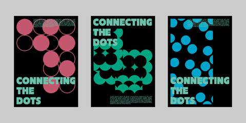 Brutalism poster set for event. Analog punk poster set, Poster collection for print and social media. Flyer template set, Poster graphic design set