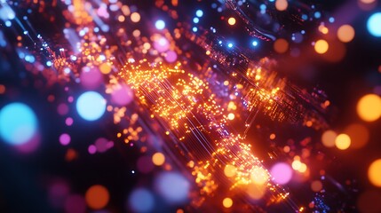 Futuristic chipset glowing with precision in a holographic cyber world