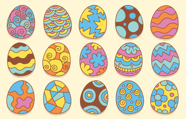 Hand drawn easter egg doodle vector collection