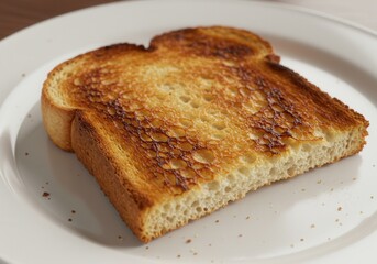 Golden brown toast on white plate in warm morning light