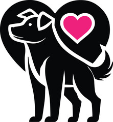 Dog with heart vector