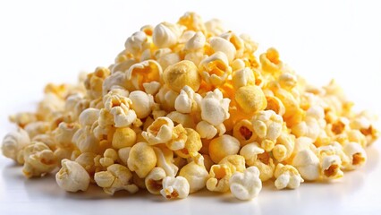 Close-up of Popcorn Kernels on White Background - High-Resolution Stock Photo