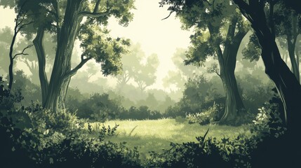 Fototapeta premium A Glimpse of Sunlight Through Dense Forest Canopies