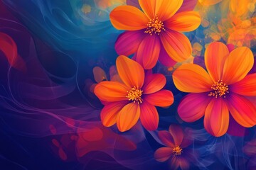 Obraz premium Abstract Floral Design with Vibrant Orange and Purple Hues