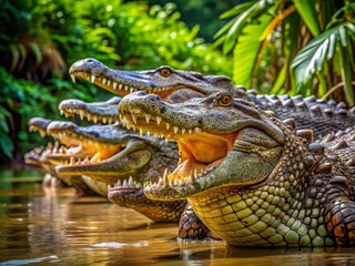 Fototapeta premium Costa Rican Wildlife: Majestic American Crocodiles in Their Natural Habitat