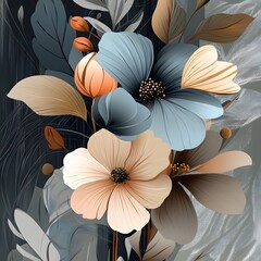 3D beautiful floral arrangement of a modern spring flowers with modern style photo